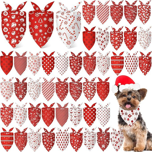 Abbylike 50 Pcs Valentines Day Dog Bandanas Bulk Red and White Polka Dots by Abbylike