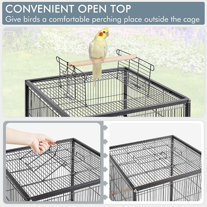 Yaheetech 40 Inch Wrought Iron Bird Cage Open-Top Parrot Cage - Image 5