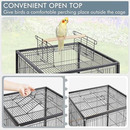 Yaheetech 40 Inch Wrought Iron Bird Cage Open-Top Parrot Cage - Image 5