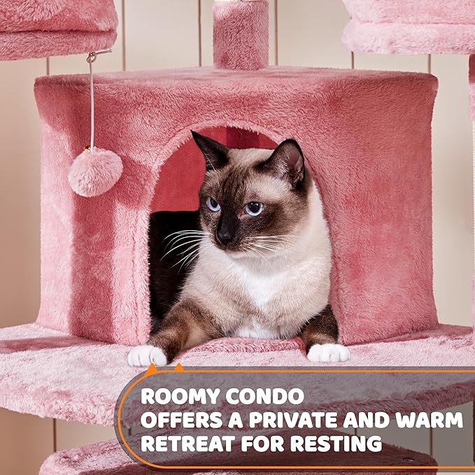 Yaheetech 68.5in Cat Tree for Large Cats, Large Condo, Stable Pet Play House - Image 5