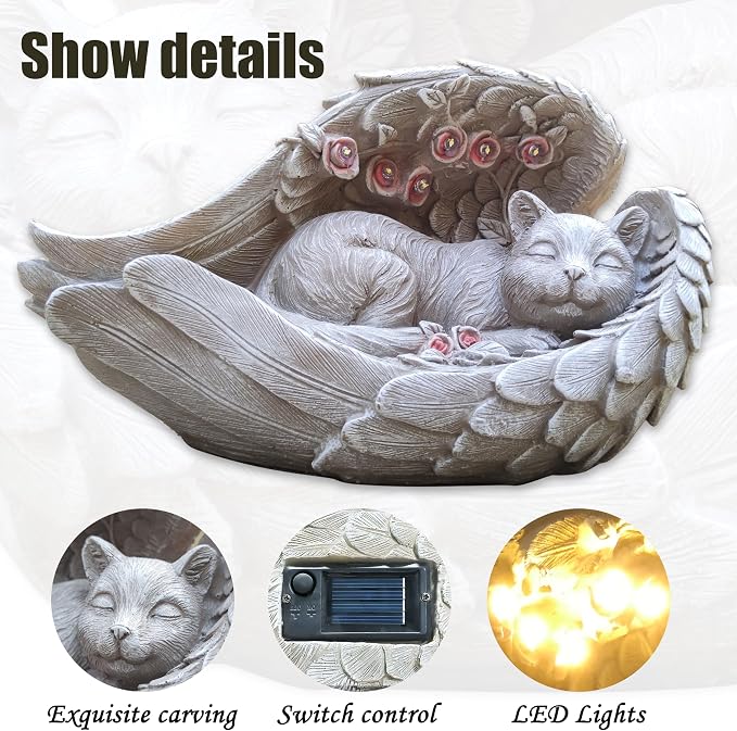 Solar Cat Garden Statues Outdoor Décor-Cat Figurines Solar LED Light Lawn - Image 4