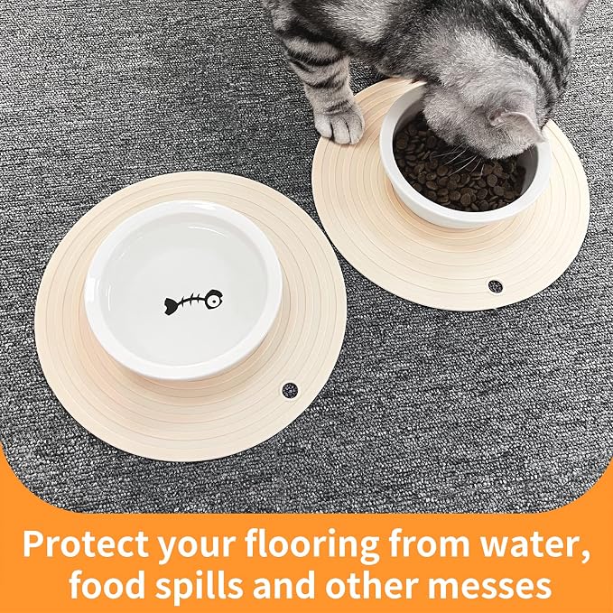 Ptlom Silicone Pet Food Mat for Dogs and Cats Placemat 2Pcs, Waterproof - Image 6
