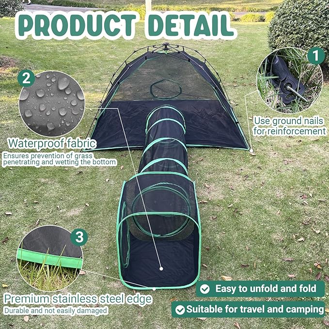 3-in-1 Outdoor Cat Enclosures, Portable Catio Green Cat Tents - Image 3