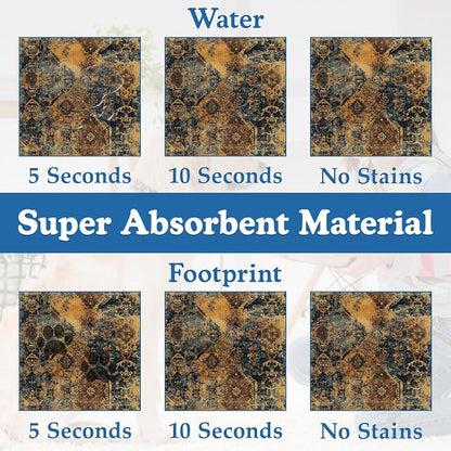 Grunge Boho Pet Feeding Mat for Floors–Christmas Stocking Absorbent Quick Dry - Image 3