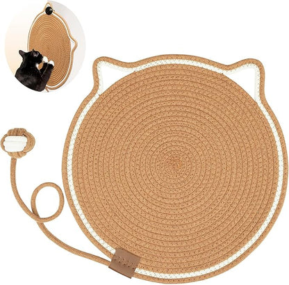 Cat Scratcher Mat, Natural Cotton Rope Cat Scratch Pad, 15.7'' Round Horizontal by LetalongPetSupplies