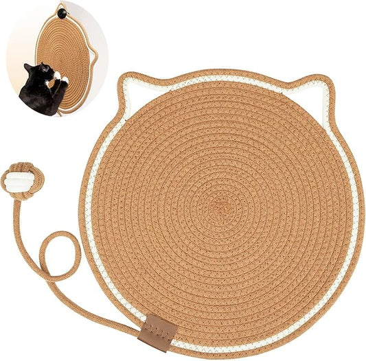 Cat Scratcher Mat, Natural Cotton Rope Cat Scratch Pad, 15.7'' Round Horizontal by LetalongPetSupplies