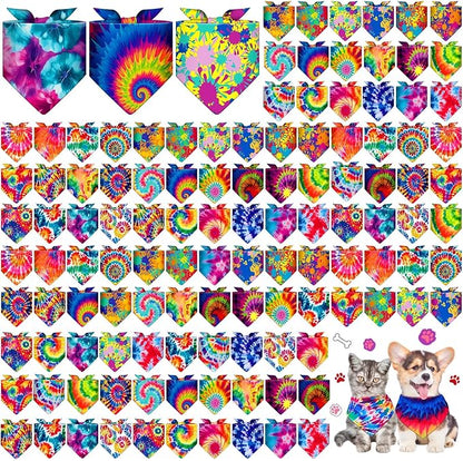 Sanwuta 120 Pcs Rainbow Tie Dye Dog Bandanas by Sanwuta