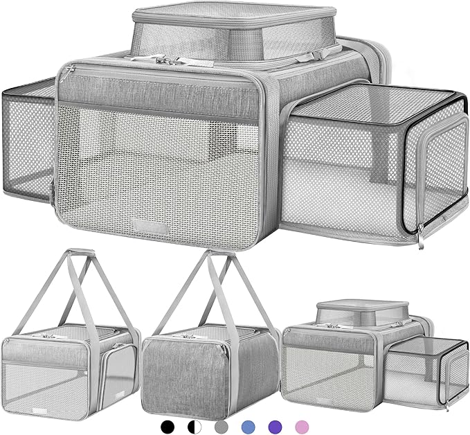 Top and 2 Sides Expandable Cat Carrier 18x13.5x9.5, TSA Airline Approved Dog by SHARLOVY