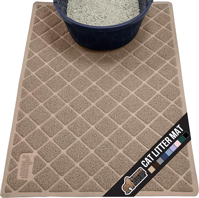 GORILLA GRIP Cat Litter Box Mat, Water Resistant, US Designed Kitty Litter by GorillaGrip