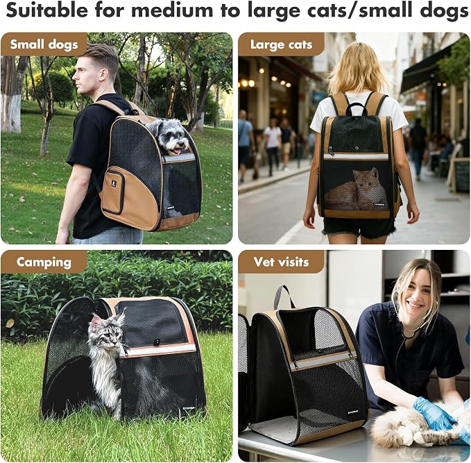 Pet Backpack Carrier, Large Cat Carrier Backpack Up to 20 Lbs - Image 7
