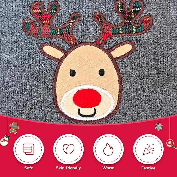 Dog Christmas Sweater Xmas Pet Clothes Cute Gray Reindeer Holiday Puppy Cat - Image 5