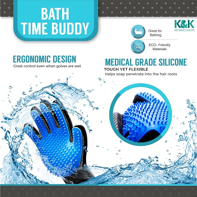 KENNELS & KATS Pet Grooming Gloves | Deshedding Glove - Image 4