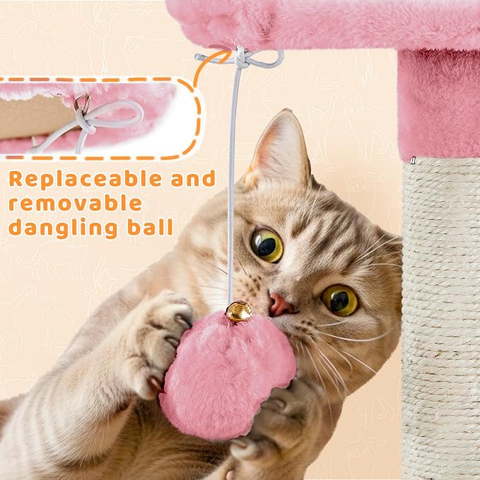 Yaheetech Cat Tree, 82.5in Super Tall Tower w/Cute Top Perches, Scratching Posts - Image 9