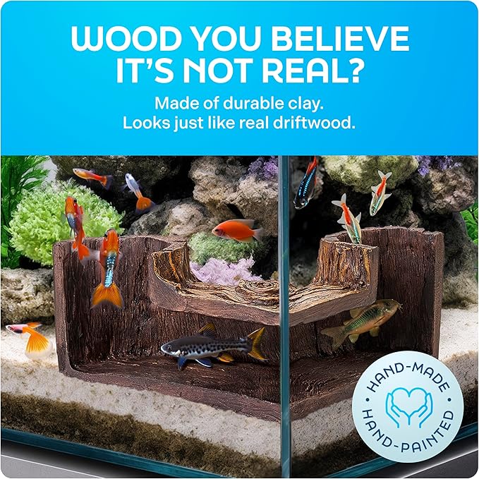 FISHNOSH Aquarium Cave | Natural-Looking Wood-Like BPA-Free Fish Tank Cave - Image 2