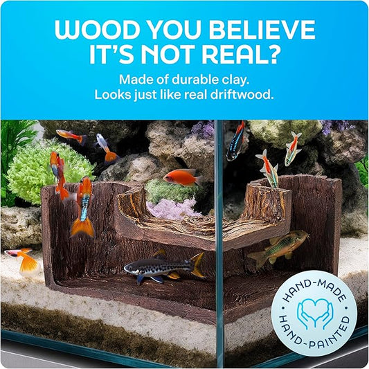 FISHNOSH Aquarium Cave | Natural-Looking Wood-Like BPA-Free Fish Tank Cave - Image 2