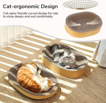 FUKUMARU 3PCS Cardboard Cat Scratcher Bed, Durable Oval Cat Scratch Bed Pads - Image 3