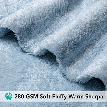 PetAmi Dog Blanket for Small Dogs Blue, Fluffy Soft Puppy Blanket, Sherpa - Image 4