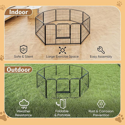 DUMOS Dog Playpen Indoor, Metal 40 Inch 8 Panels Foldable Pet Fence - Image 6