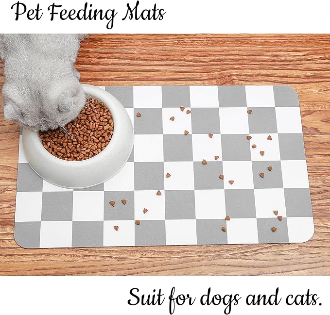 Ralxion Checkered Dog Feeding Mat, Absorbent Mats - Image 3