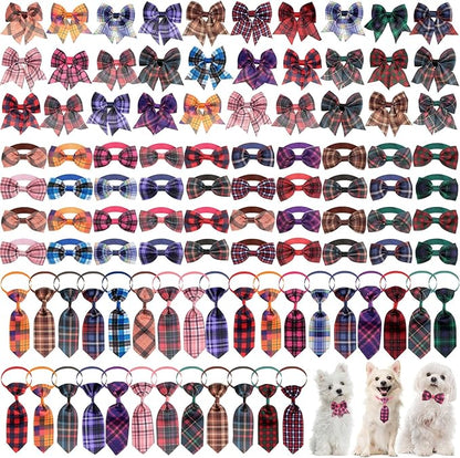 Reginary 100 Pieces Dog Bow Tie Collar Set Include 40 Dog Neckties, and 30 by Reginary