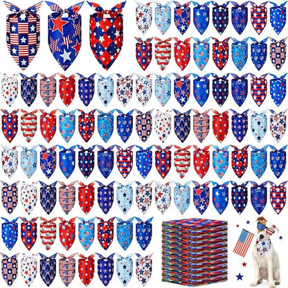 200 Pcs Patriotic Dog Bandanas Bulk Veterans Day Bandanas by Jeere