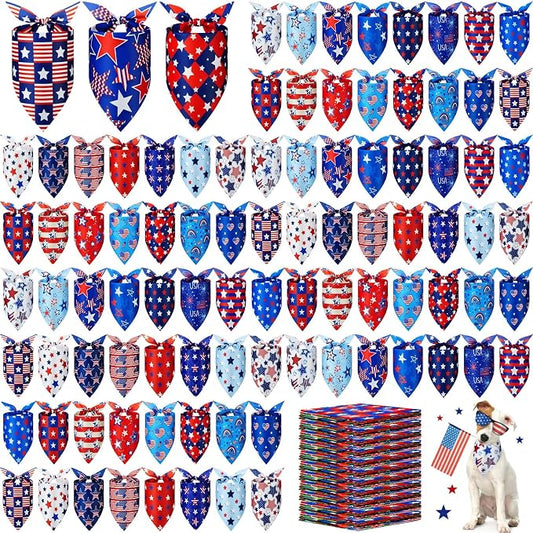 200 Pcs Patriotic Dog Bandanas Bulk Veterans Day Bandanas by Jeere