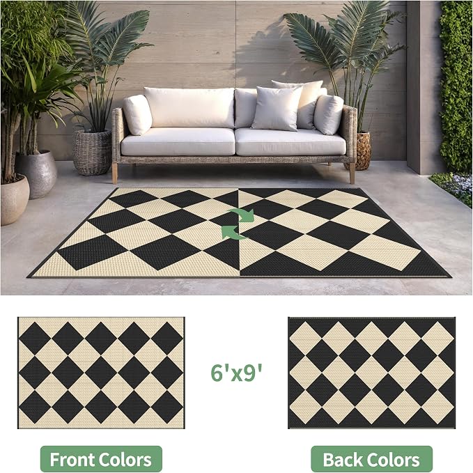 GENIMO Outdoor Rug for Patio Clearance, Lightweight Waterproof RV Camping Mat - Image 2