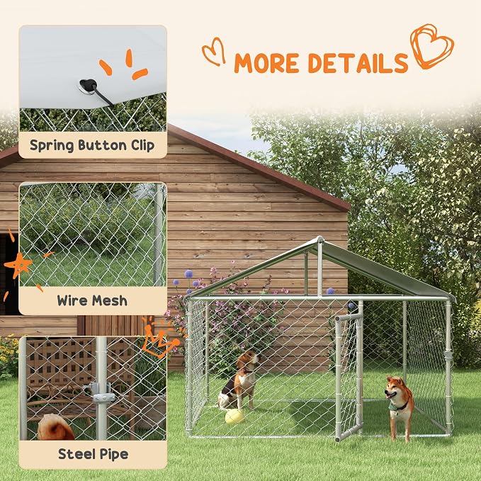 PawHut Outdoor Dog Kennel, Heavy Duty Dog Run Outdoor Fence - Image 6