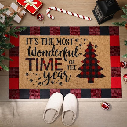 Tinideya 2 Pcs Door Mat Welcome Non Slip Coir Mats Floor Layering Doormats by Tinideya