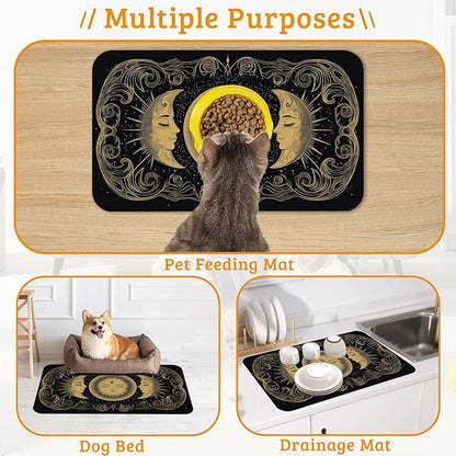 Dog Bowl Mat, Moon Sun Pet Feeding Mat - Image 7
