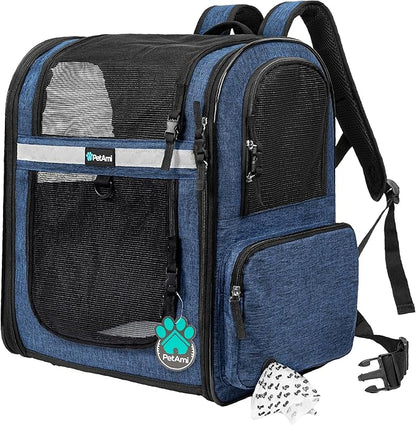 PetAmi Dog Backpack Carrier for Small Large Cat, Ventilated Pet Hiking Backpack by PetAmi