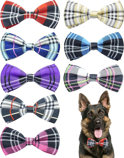 PET SHOW 8 Pack Plaid Big Dogs Collar Bow Ties by PETSHOW