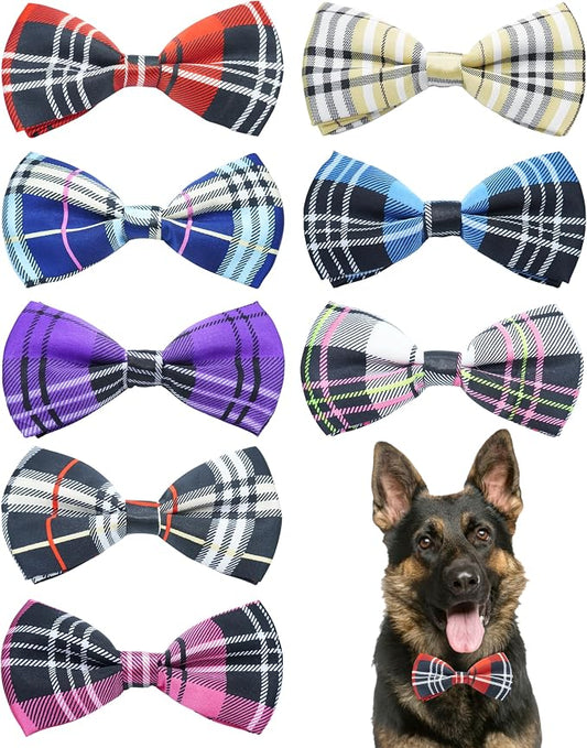 PET SHOW 8 Pack Plaid Big Dogs Collar Bow Ties by PETSHOW