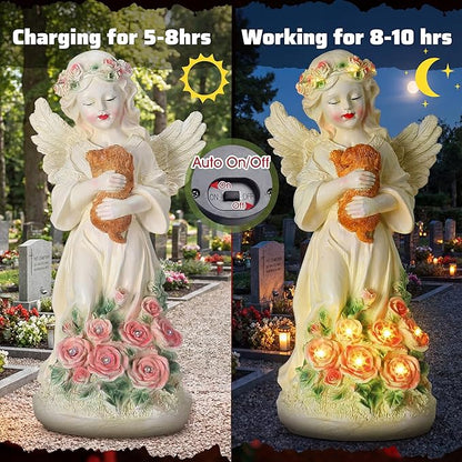 Chunful Solar Angel Dog Memorial Statue 10" Resin Pet Memorial Gift - Image 5