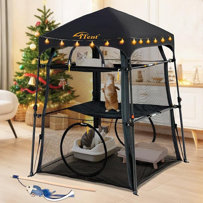Automatic Pop-Up Cat Enclosure|3-Tier Cat Tent|Cat Cage|Outdoor Catio by ITENT