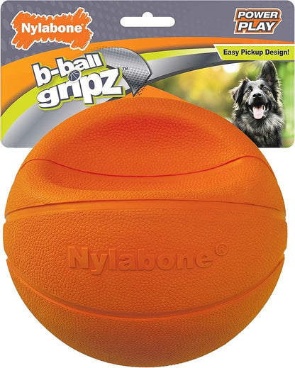Nylabone Power Play Gripz Felt Basketball Rubber Fetch Toy, Squeaky Ball by Nylabone