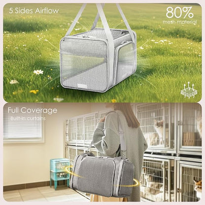 Top and 2 Sides Expandable Cat Carrier 18x11x11, TSA Airline Approved Dog - Image 3
