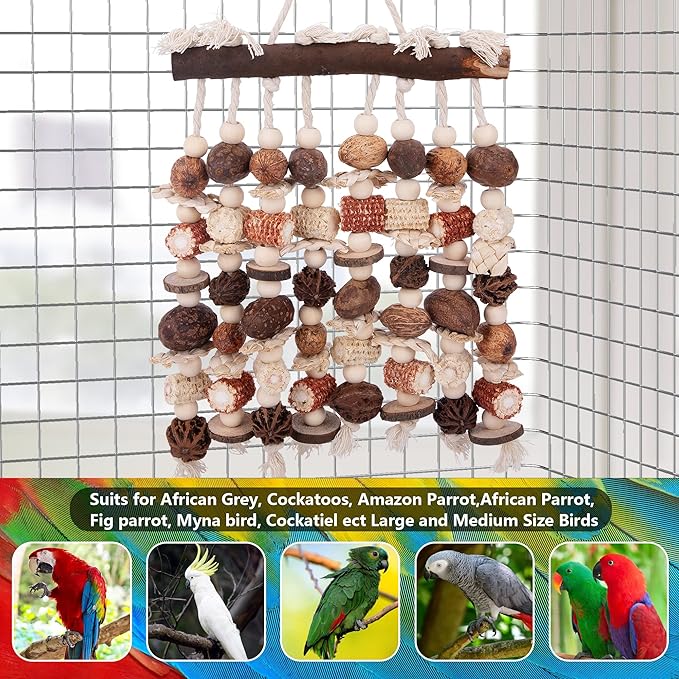 Deloky Extra Large Parrot Toy-Natural Wooden Chewing Tearing Toy - Image 4