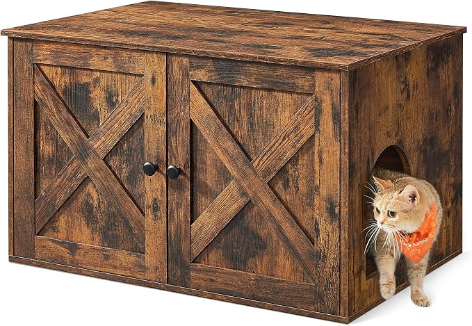 Feandrea Cat Litter Box Enclosure, Litter Box Furniture Hidden by FeandreabySONGMICSHOME