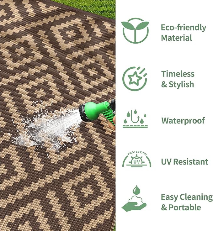 GENIMO Outdoor Rug for Patio Clearance, Lightweight Waterproof RV Camping Mat - Image 5