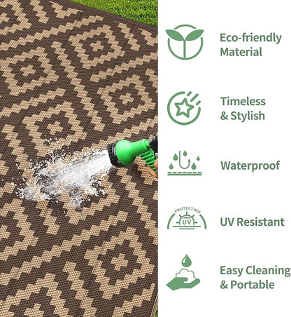 GENIMO Outdoor Rug for Patio Clearance, Lightweight Waterproof RV Camping Mat - Image 5