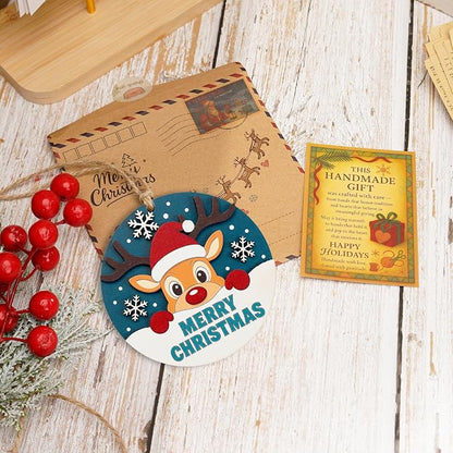 Merry Christmas Ornament, Funny Rustic Christmas Ornament, Cute Reindeer - Image 3
