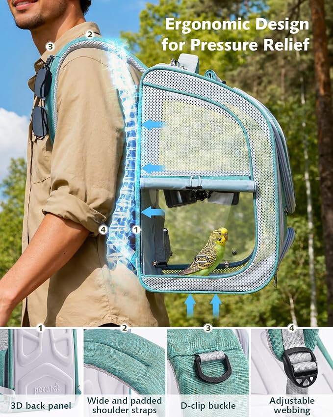 Pecute Bird Backpack Carrier for Small Birds, Bird Carrier - Image 4