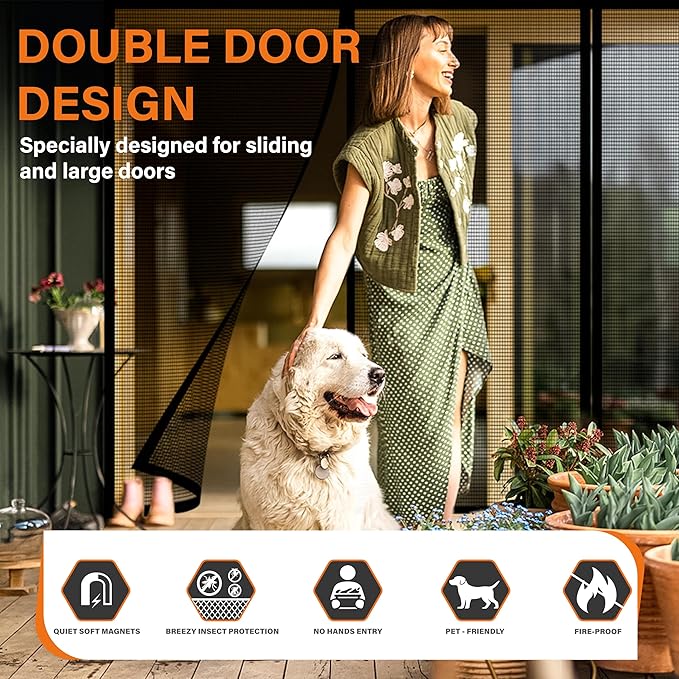Double Door Fiberglass Magnetic Screen Door，Screen Door Mesh，Keep Bugs Out - Image 5