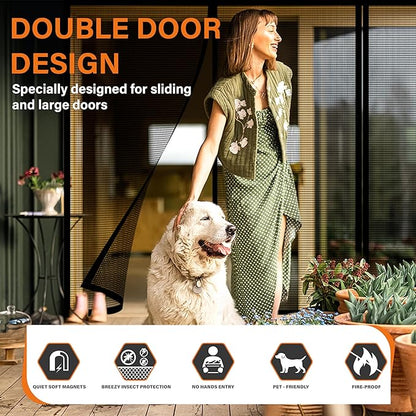Double Door Fiberglass Magnetic Screen Door，Screen Door Mesh，Keep Bugs Out - Image 5