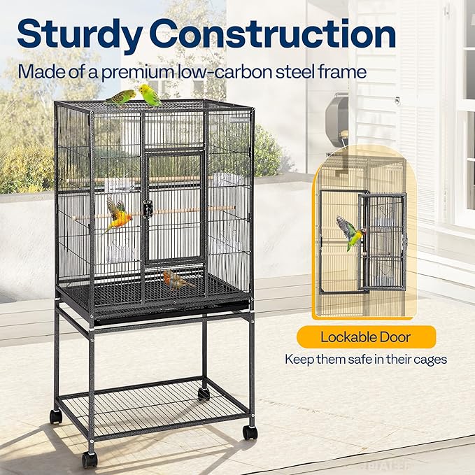 VIVOHOME 54 Inch Wrought Iron Large Bird Flight Cage - Image 5