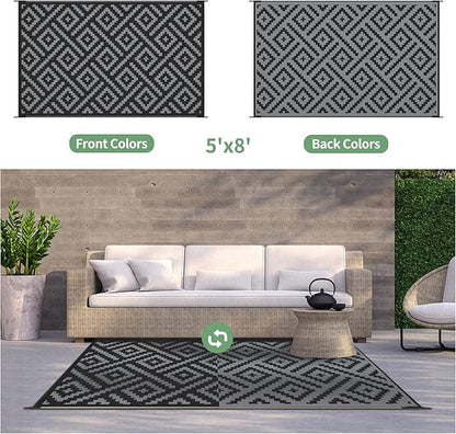 GENIMO Outdoor Rug for Patio Clearance, Reversible Plastic Camping Rugs - Image 2