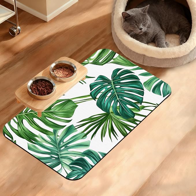 Dog Bowl Mat, Leaves Pet Feeding Mat by Unknown