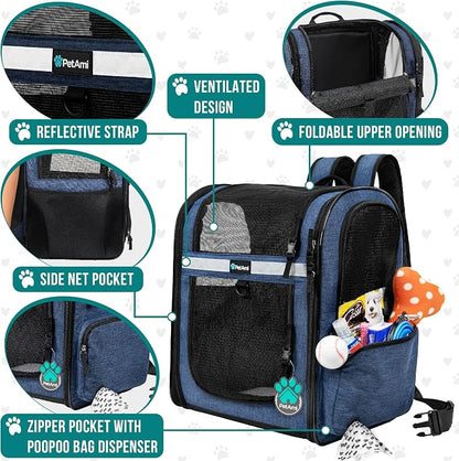 PetAmi Dog Backpack Carrier for Small Large Cat, Ventilated Pet Hiking Backpack - Image 3