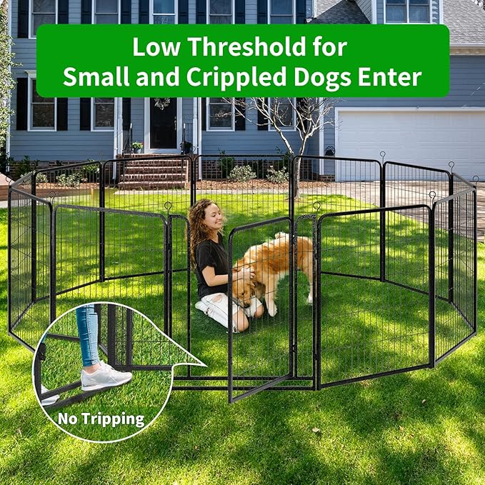Dog Playpen Outdoor Extra Wide 12 Piece Panels Heavy Duty Anti-Rust - Image 2